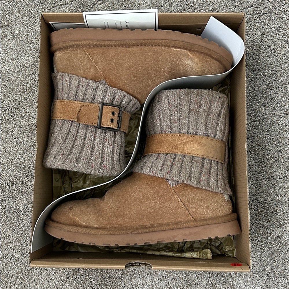 UGG Cambridge Tan Boots with Knit Cuff